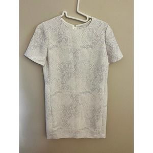 Babaton Patricio White Snake Print Shift Dress Size 2